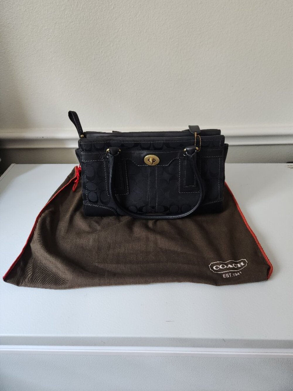 Coach - Black Signature Canvas Shoulder Bag
